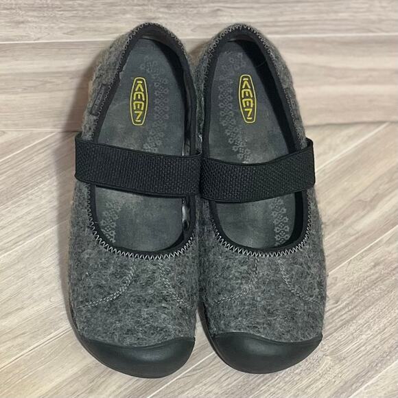 Keen Shoes Women’s 9.5 Gray Wool Sienna Mary Jane Slip On Elastic Strap Outdoors - Picture 4 of 6